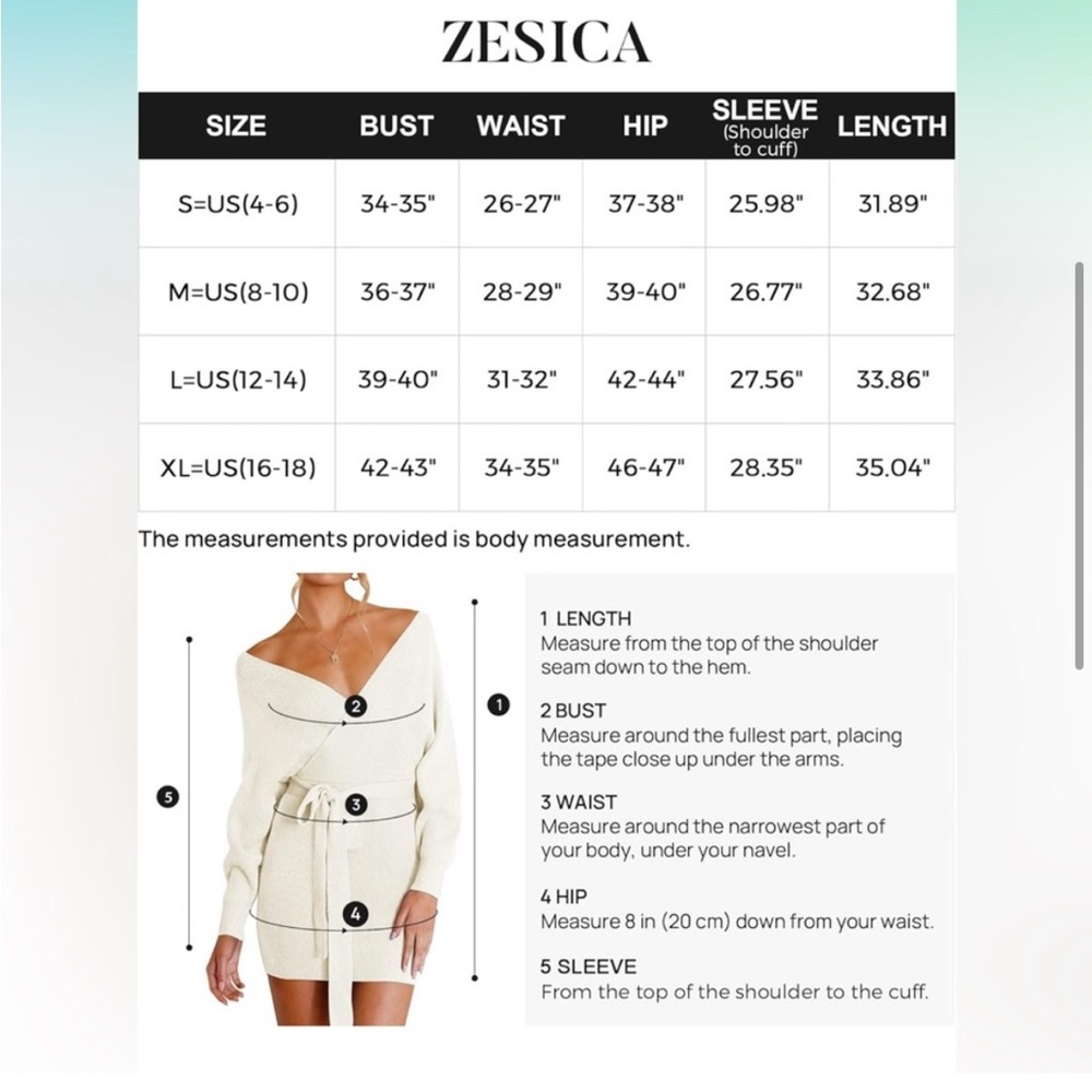 Zesica Cream Kit Wrap Front Tie Sweater Dress - Picture 8 of 8